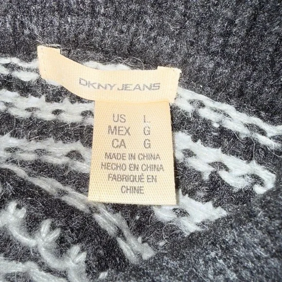 DKNY Black and Gray Striped Cowl Neck Sweater - Picture 4 of 5